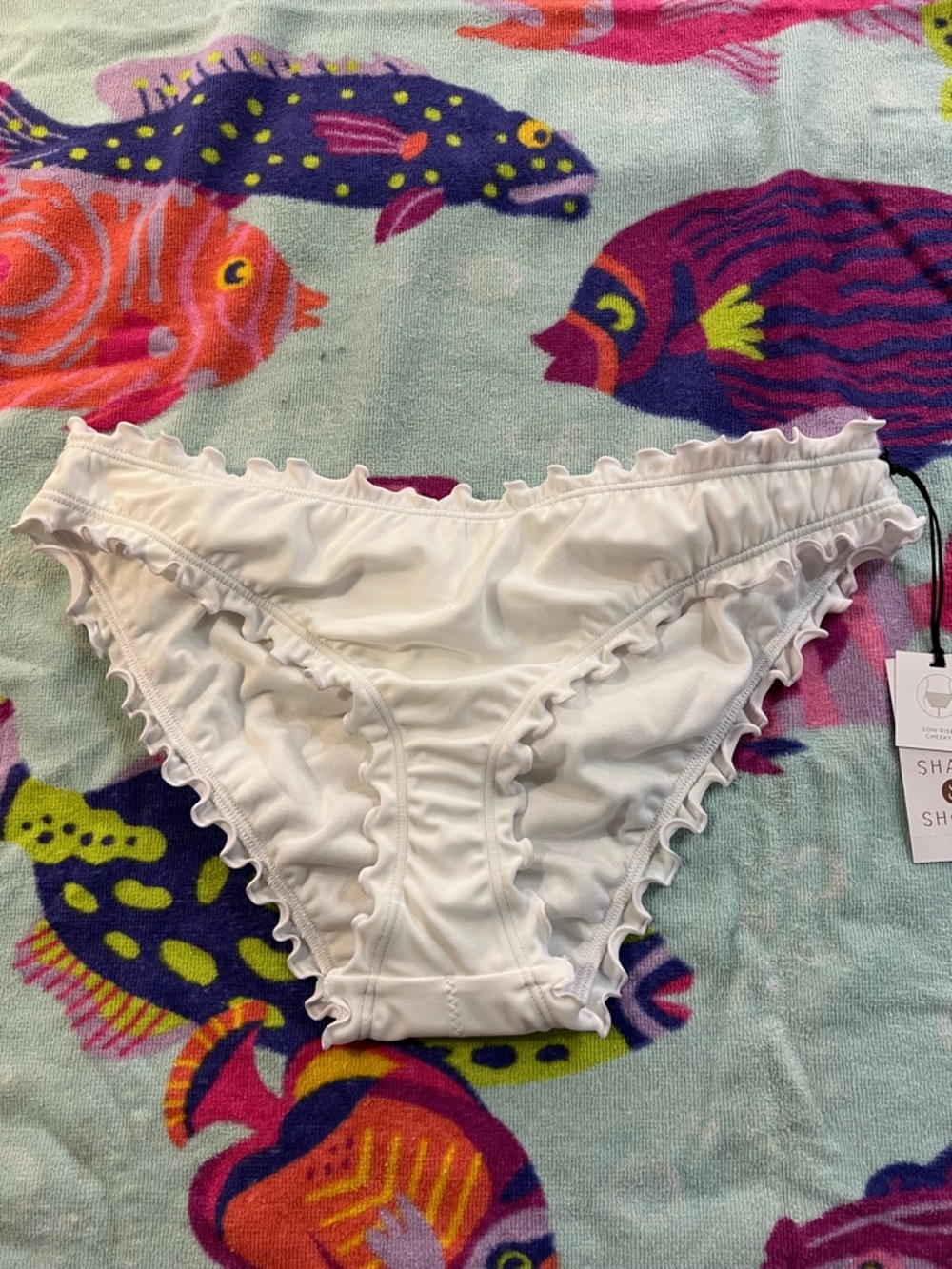 Shade & Shore White Ruffle Swim Bottoms